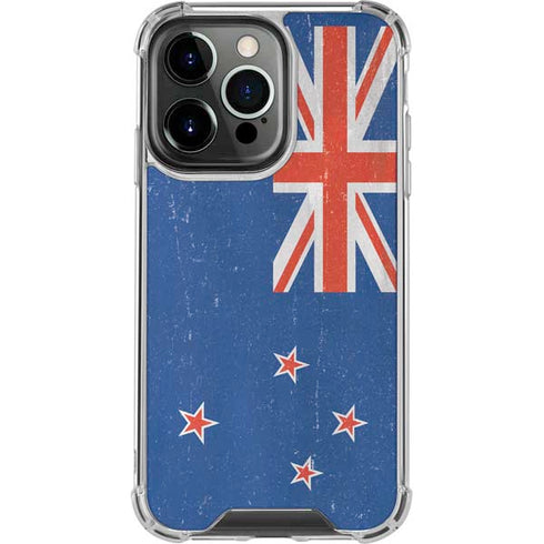 New Zealand Flag Distressed iPhone 15 Pro Clear Case